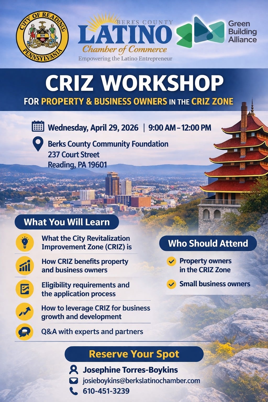 CRIZ Workshop: Financing & Growth Opportunities for Reading Property Owners